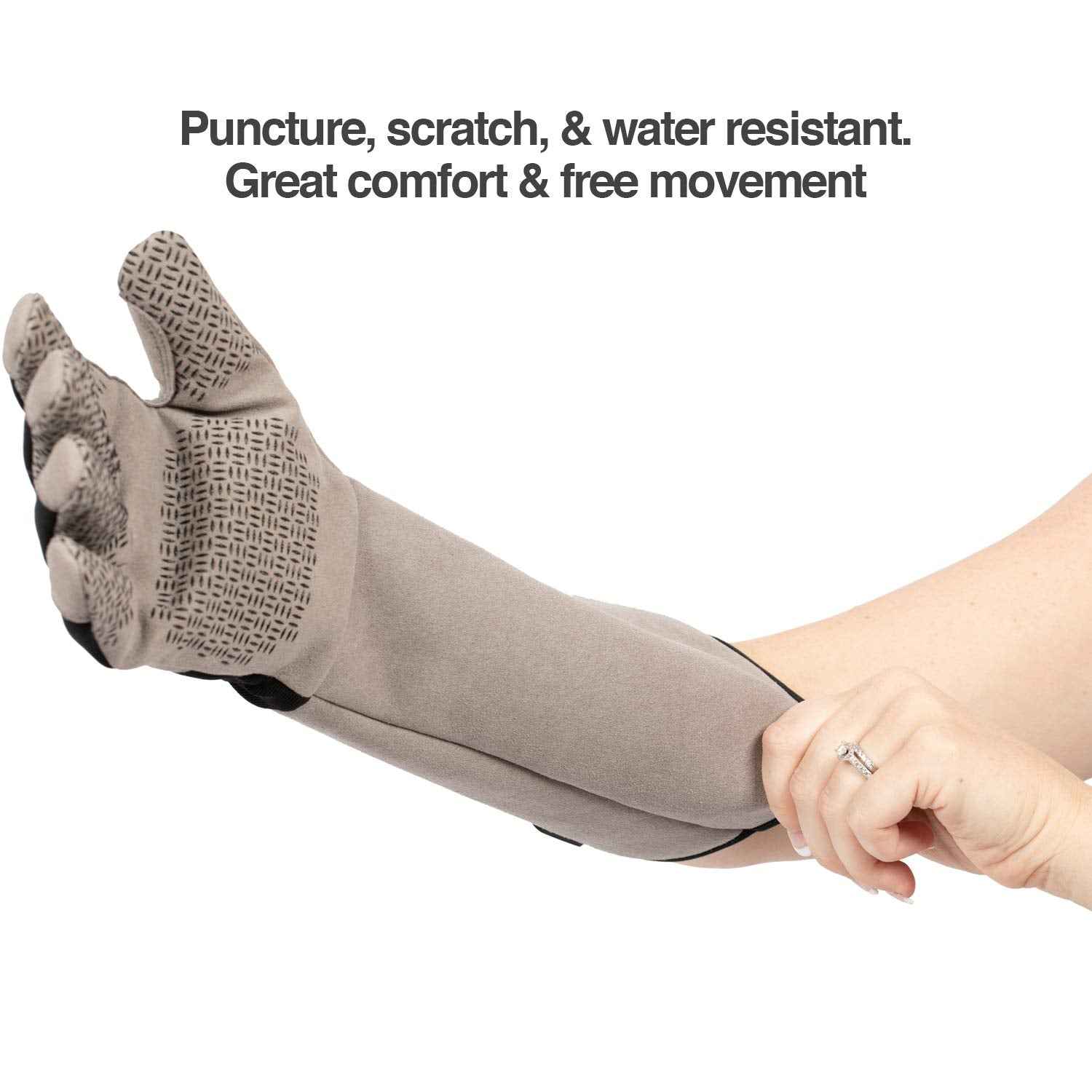 PetFusion multipurpose pet glove for grooming, vet trips, and handling - puncture & scratch resistant, water resistant - 12 month warranty grey