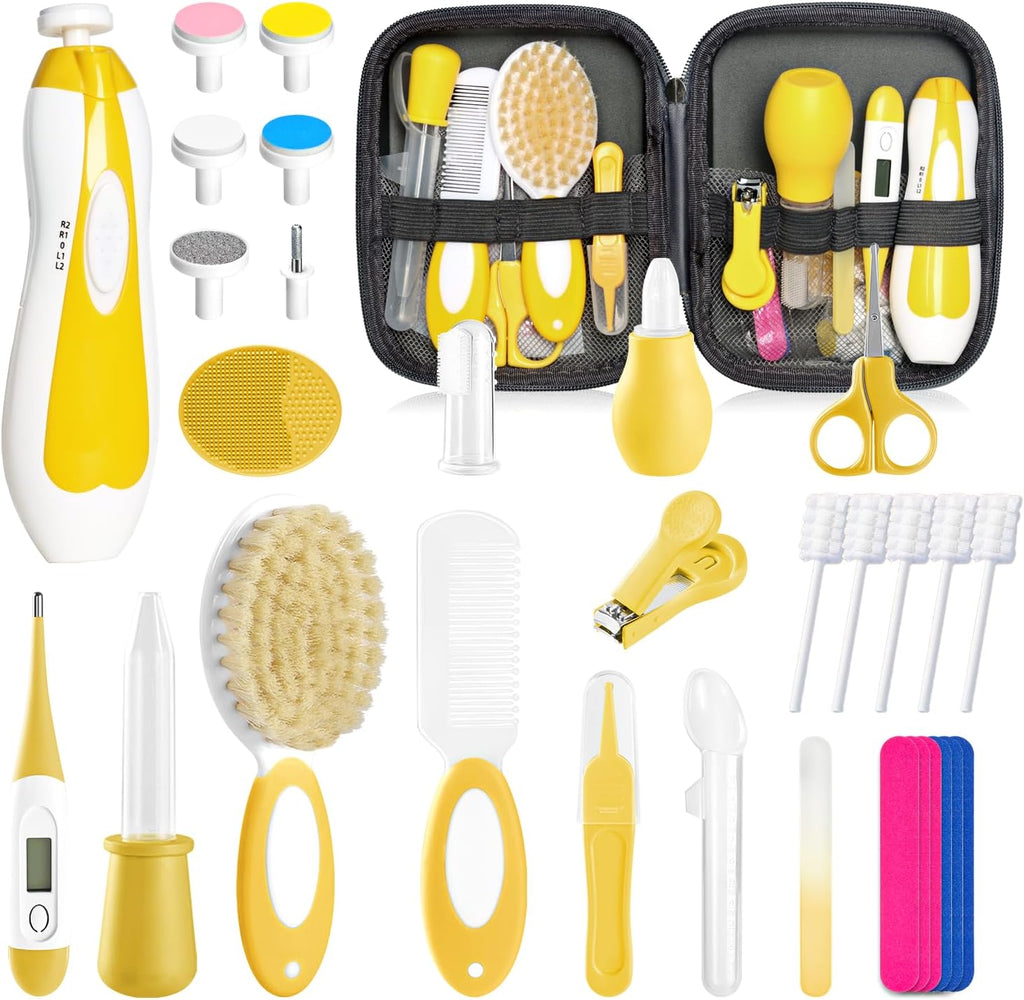 POPYJAN 24PCS Baby Grooming & Health Kit, Newborn Nursery Health Care Set, Baby Care Product, Grey White
