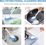 SetSail Dish Brush with Handle, 2 Pack Stiff Bristles Dish Scrubber with Built-in Scraper Dish Scrub Brushes for Cleaning Dishes, Pots and Pans, Kitchen Sink