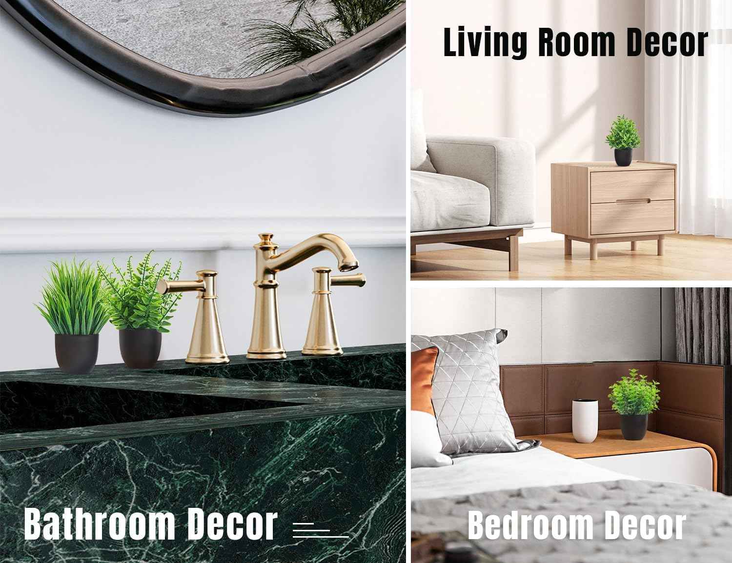 Der Rose Fake Plants 4 Packs Artificial Plants Small Faux Plants Black Bathroom Accessories for Halloween Bathroom Home Kitchen Coffee Table Office Desk Decor Indoor