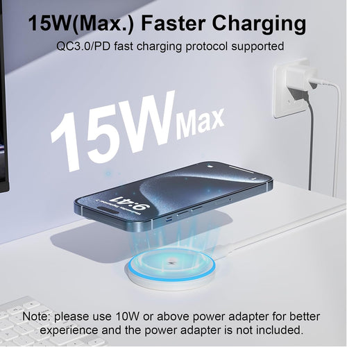 MagSafe Charger 2 Pack 15W Magnetic Wireless Charger Fast Charging Pad Compatible with iPhone 17/16/15/14/13/12 Series & AirPods 3/2/Pro Magnetic MagSafe Charging Pad with Dual Ports - ShopUS