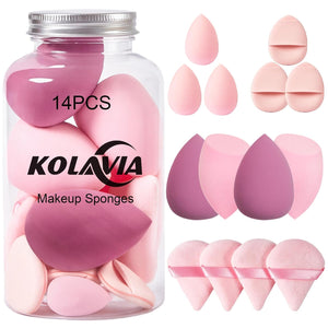 14PCS Makeup Sponge Set, Beauty Blender Sponge for Foundation Blending with 3PCS Mini Makeup Sponges & 4PCS Triangle Powder PLff, Soft Make Up Sponges for Face Cosmetic Applicator for Powder Liquid