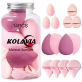 14PCS Makeup Sponge Set, Beauty Blender Sponge for Foundation Blending with 3PCS Mini Makeup Sponges & 4PCS Triangle Powder PLff, Soft Make Up Sponges for Face Cosmetic Applicator for Powder Liquid