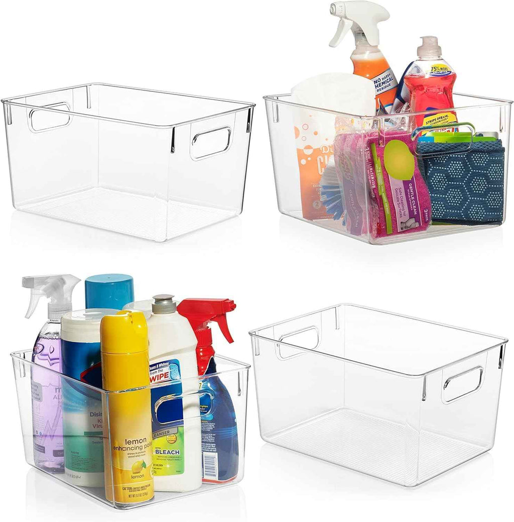 ClearSpace Clear Plastic Storage Bins for Kitchen, Laundry Room, Office, Closet, Garage & Freezer
