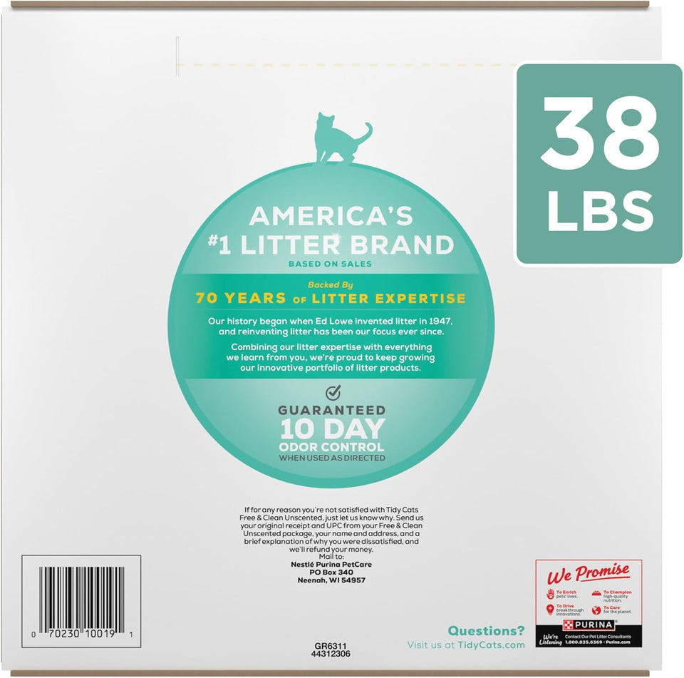 PLrina Tidy Cats Free and Clean Unscented Cat Litter - 38 lb. Box
