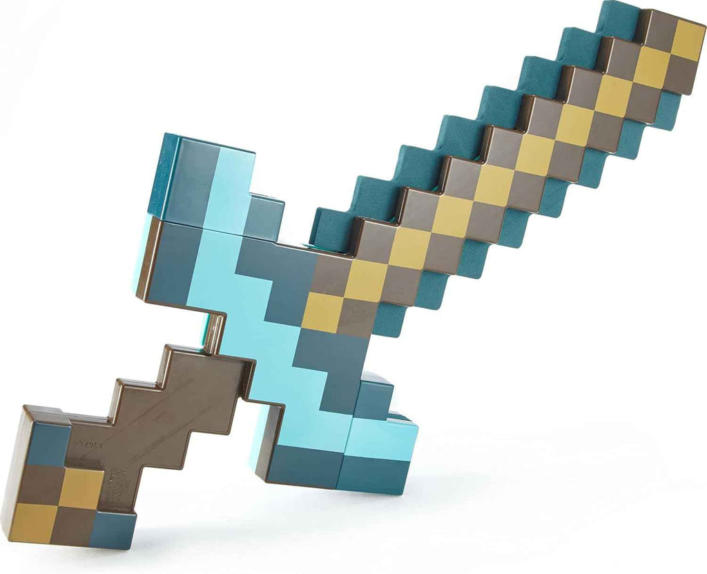 mattel minecraft transforming diamond sword & pick-axe kid-sized toy accessory for role-play