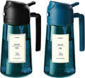 TrendPlain 16oz/470ml Blue Glass Olive Oil Sprayer for Cooking - 2 in 1 Olive Oil Dispenser for Kitchen Gadgets, Air Fryer, Salad, and BBQ - Navy