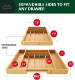 Royal Craft Wood Luxury Bamboo 9 Slot Silverware Organizer for Kitchen Utensil Holder & Cutlery Tray