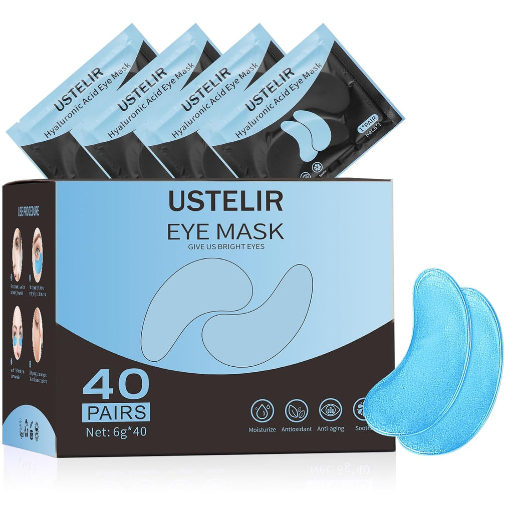 24k Gold Under Eye Patches, 40 Pairs Eye Mask for Dark Circles, Puffy Eyes