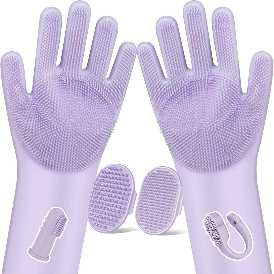 6PCS Pet Grooming Kit for Dogs,Cats and Horses | Dog Washing Gloves | Dog Bath Brush | Dog Bath Gloves | Dog Shampoo Brush | Pet Grooming Gloves | Dog Bath Supplies (Navy Blue)