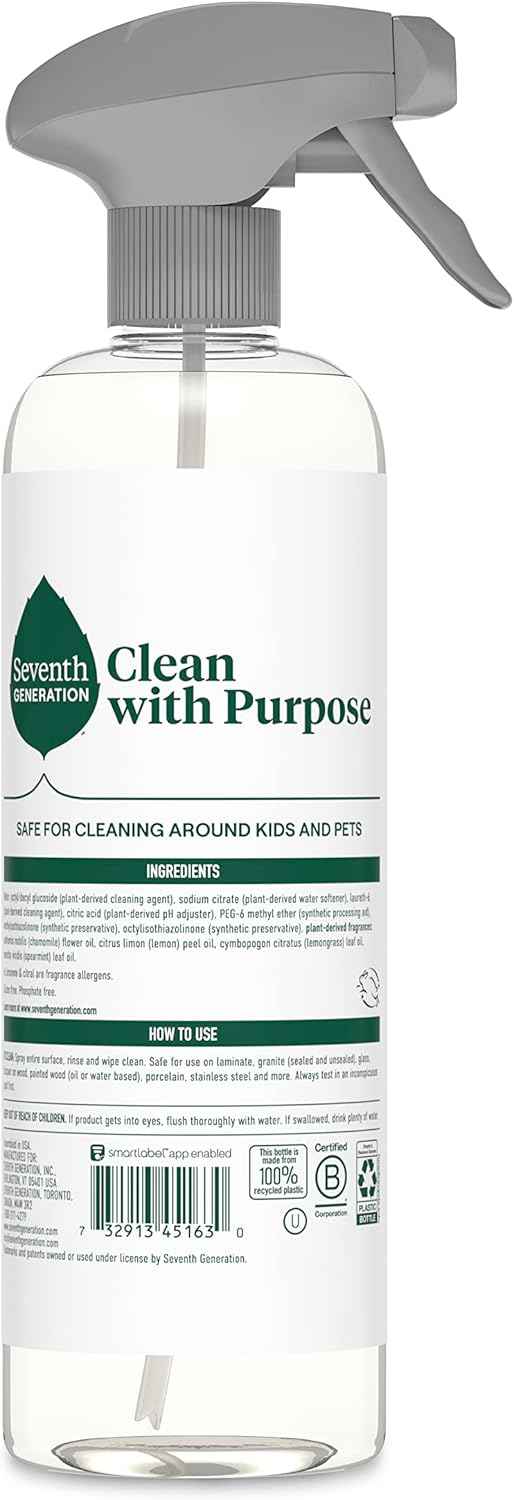Seventh Generation All Purpose Cleaning Spray Lemon Chamomile Scent 23 oz Pack of 4 Eco-Friendly and Biodegradable