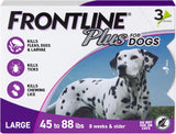 FRONTLINE Plus Flea and Tick Treatment for Large Dogs Up to 45 to 88 lbs. 3 Treatments