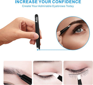 pefei professional stainless steel tweezers set for eyebrows facial hair removal black