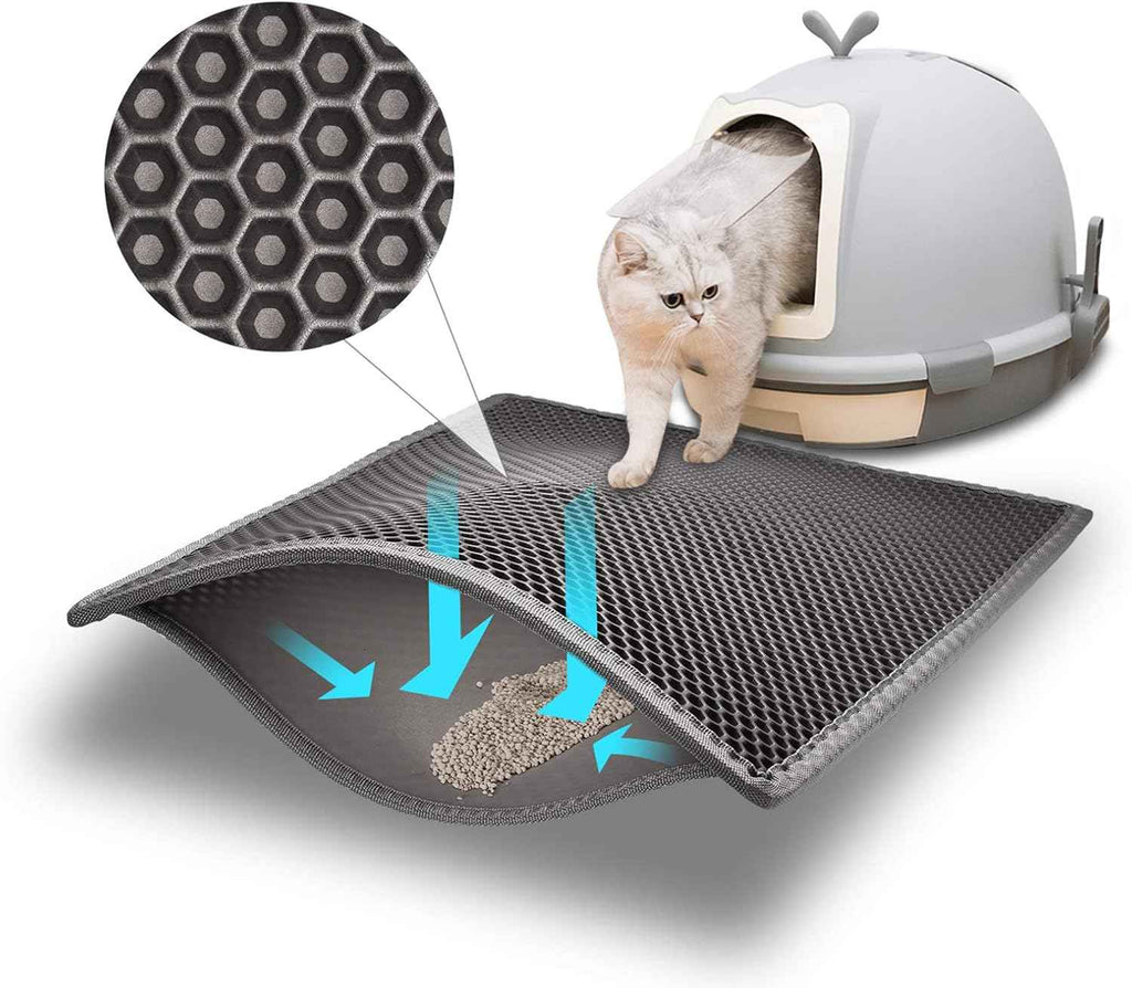 pieviev cat litter mat waterproof urine proof trapping mat 1 pack gray 24x15 inch