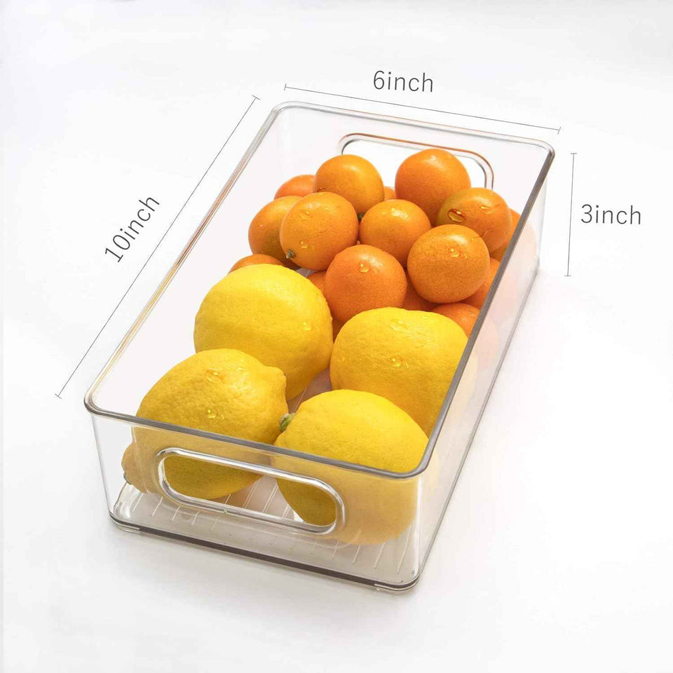Clear Stackable Refrigerator Organizer Bins for Kitchen Storage, 6 Pack, Food Safe, BPA Free
