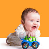 Bright Starts Oball Easy Grasp Rattle & Roll Toy Sports Car BPA-Free Infant Crawling Toy, 1 Pack, Age 3 Months and up, Blue/Green