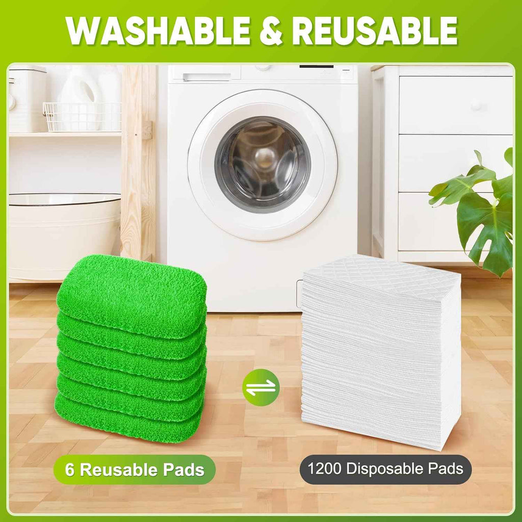 Coral Fleece Reusable Mop Pads 6-Pack for Sweeper Mop - Washable Refills