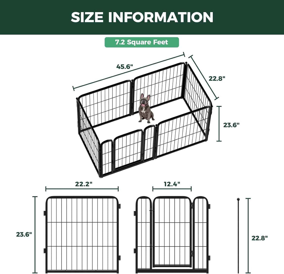 FXW Homeplus Unleashed Indoor Dog Playpen - Stress-Free and Safe Play, Heavy Duty 24 Inch 6 Panels Dog Pen for Puppy and Small Dogs, Black│Patented