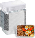 Aluminum Pans with Lids (50-Pack, 8.5"×6") 2.25 LB Capacity Foil Food Containers with Lids - 50 Pans and 50 Cardboard Covers - Disposable Tin Foil Pans - for Baking, Meal Prep and Freezer, Takeout
