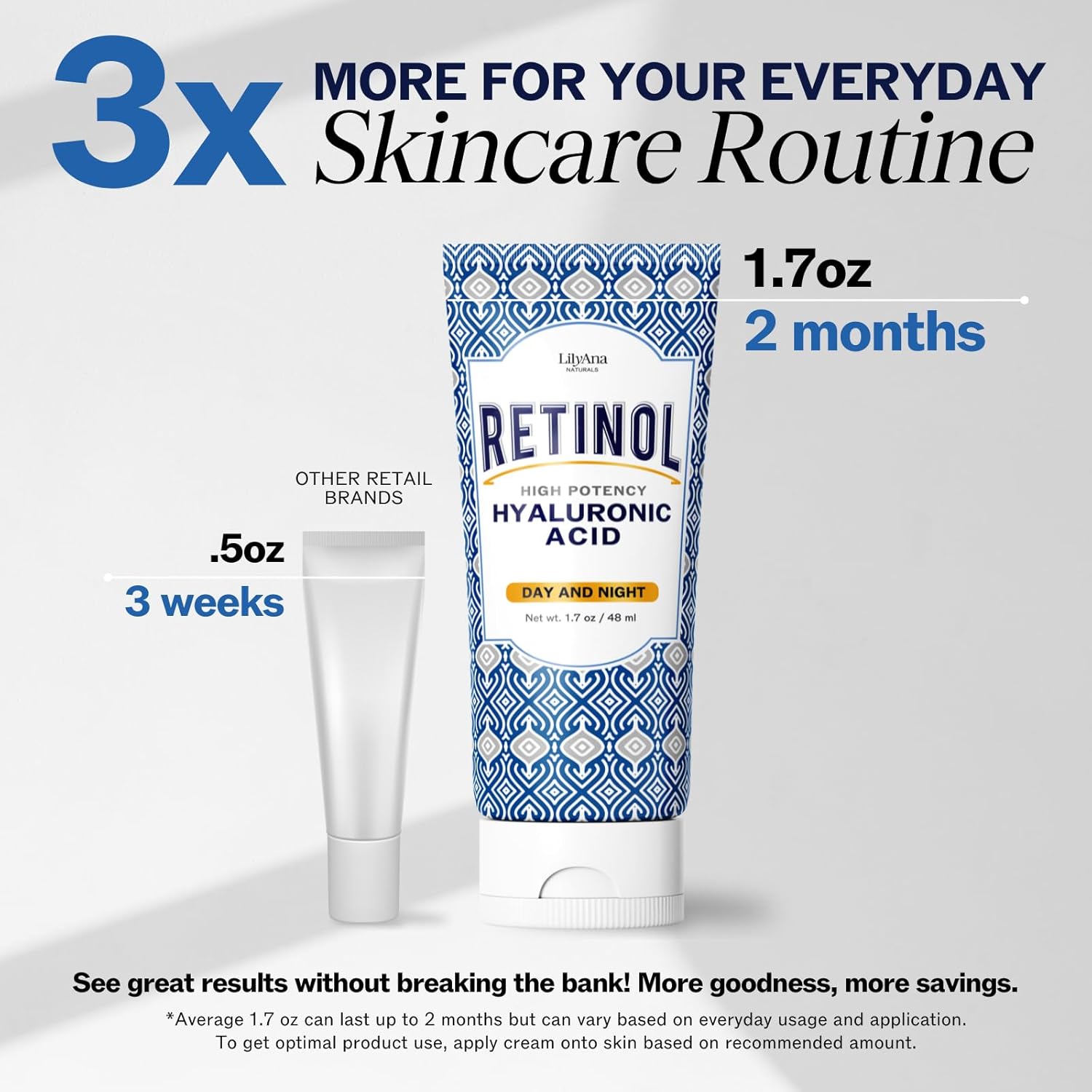 LilyAna Naturals Anti Aging Retinol Face Cream for Women, 1 oz, Wrinkle & Neck Firming Night Moisturizer with Hyaluronic Acid, Vegan & Cruelty-Free