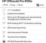 HP OfficeJet Pro 8125e Wireless All-in-One Color Inkjet Printer, Print, scan, Copy, ADF, Duplex Printing Best-for-Home Office, 3 Month Instant Ink Trial Included, AI-Enabled (405T6A)