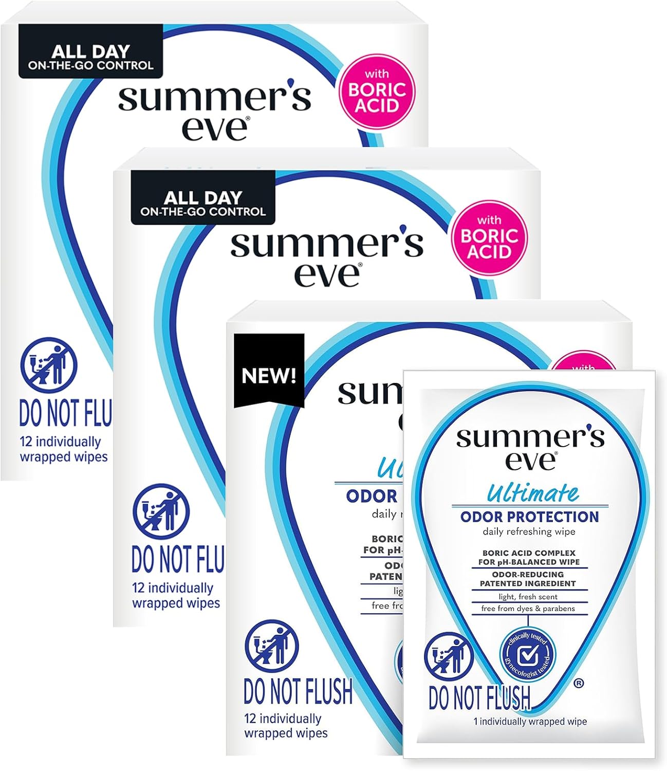 Summer's Eve 12-count Ultimate Odor Protection Daily Feminine Wipes with pH-balanced boric acid formula