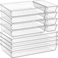 6 Pack Large Clear Plastic Drawer Organizer Trays, Acrylic Kitchen Drawer Organization and Storage Dividers, Non-Slip Storage Bins for Makeup, Kitchen Utensils, Bathroom, Jewelries and Office Desk