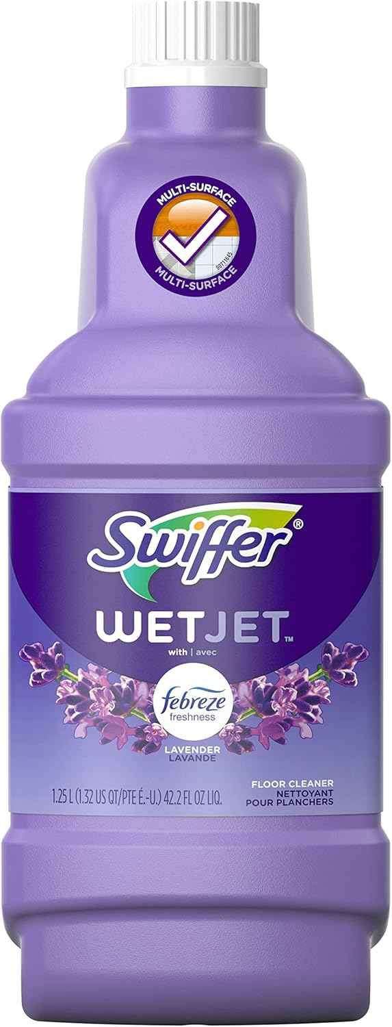 Swiffer WetJet Multi-Purpose and Hardwood Liquid Floor Cleaner Solution Refill, with Gain Scent, 42.2 fl oz each, (Pack of 2)