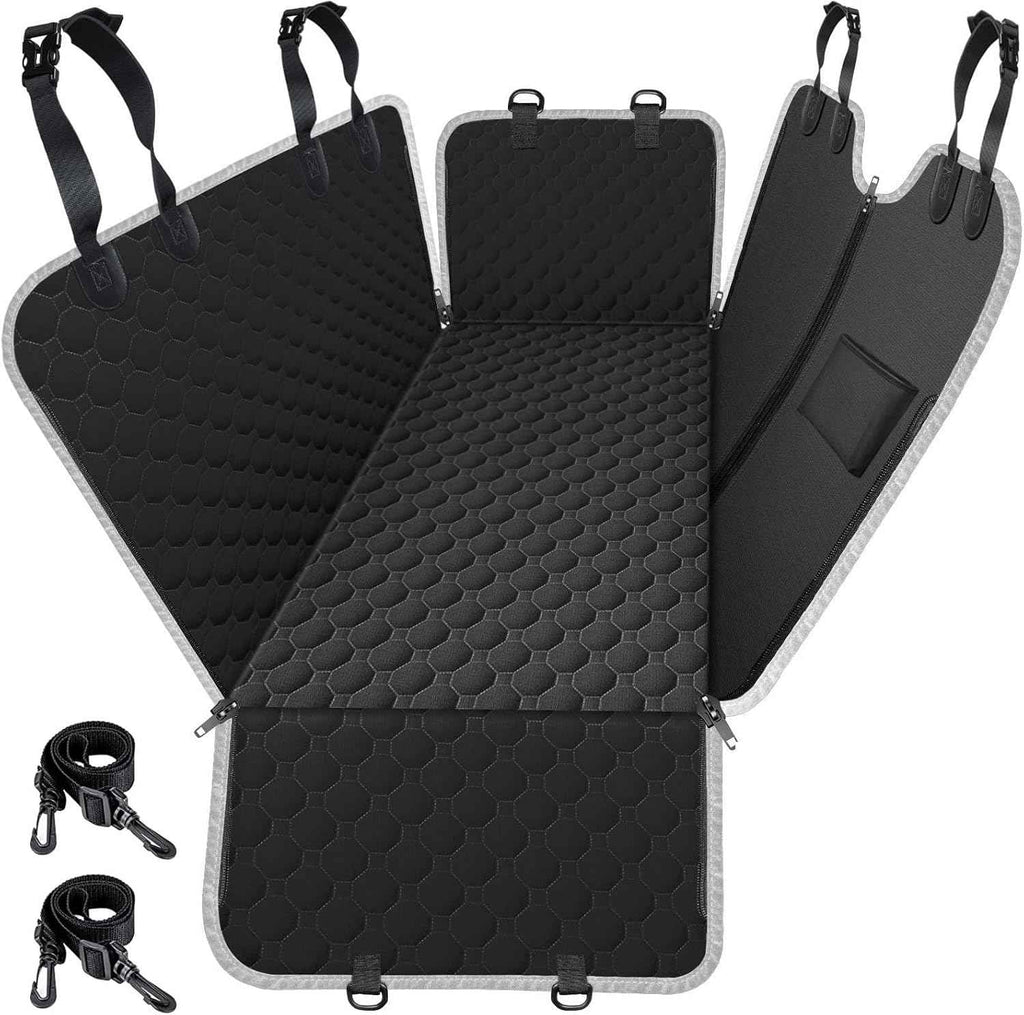 mancro 2025 upgraded 600d heavy duty waterproof dog hammock for car back seat pet cover standard black