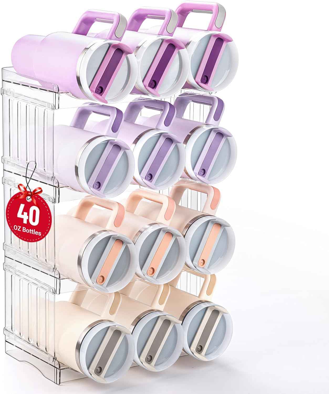 Stanley Cup 40 oz Tumbler Organizer - Stackable Storage Holder for Large Water Bottles, 4-Pack