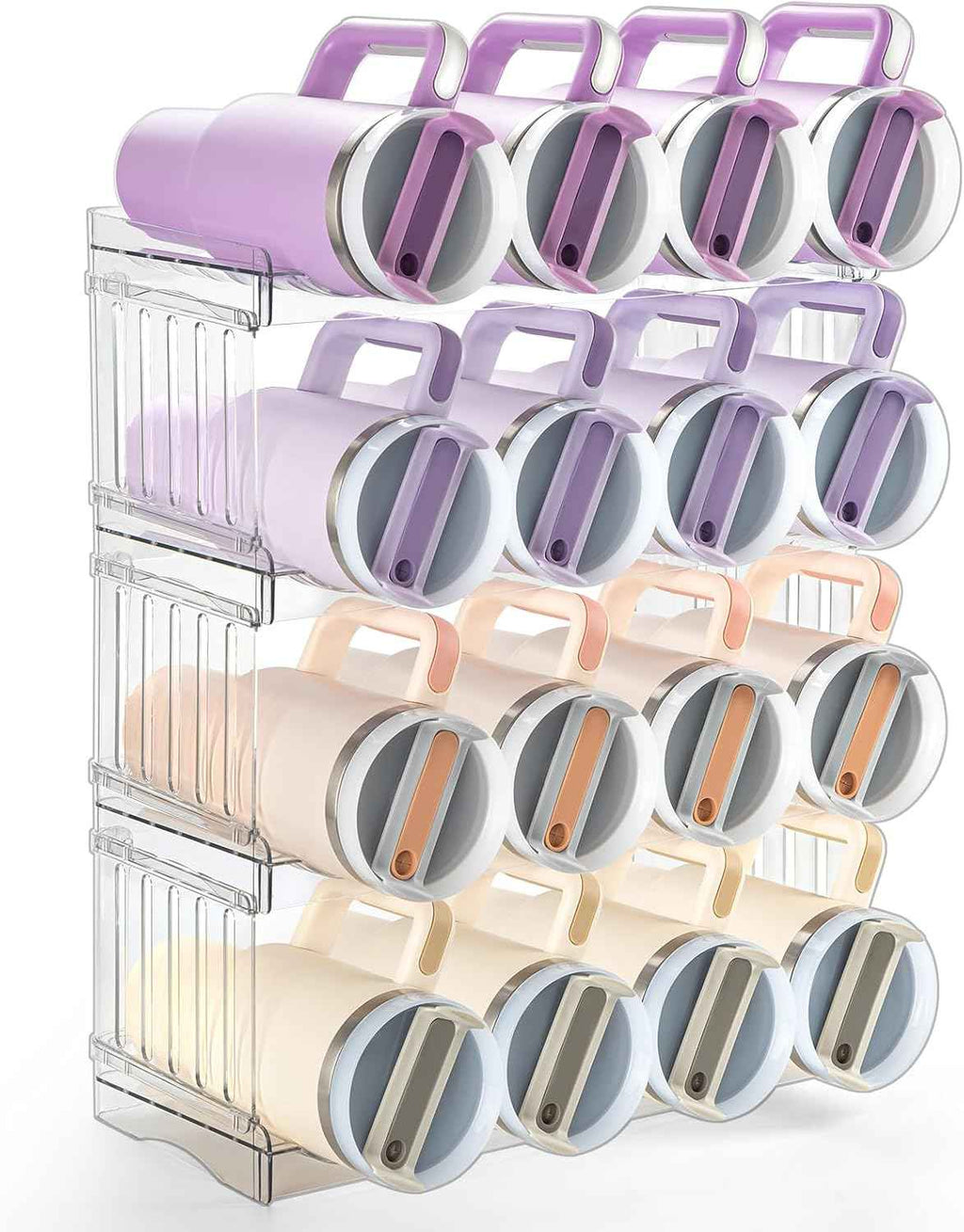 Large Tumbler Organizer for Stanley Cup 40 oz, Patented Kitchen Pantry Organizers and Storage for Stanley Cup Accessories, Stackable Water Bottle Organizer Holder Gifts 4Pack Large-12-bottle