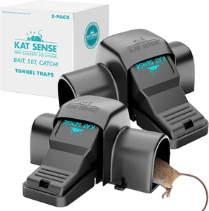 Kat Sense Covered Rat Trap & Chipmunk Trap, Prevents Accidental Triggering with Tunnel Design, Quick Action Pest Control Device, Indoor Outdoor Mouse Trap, Reusable Snap Style Rodent Control