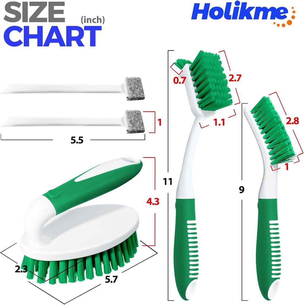 Holikme Cleaning Brush Set for Household Use, Scrub Brush, Kitchen Brush, Tile Lines Brush for Bathroom, Floor, Tub, Shower, and Kitchen Surface