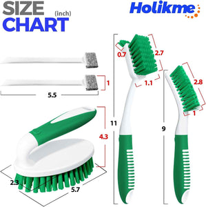 Holikme 3-piece cleaning brush set for bathroom, kitchen, and floors with ergonomic design and high-quality materials