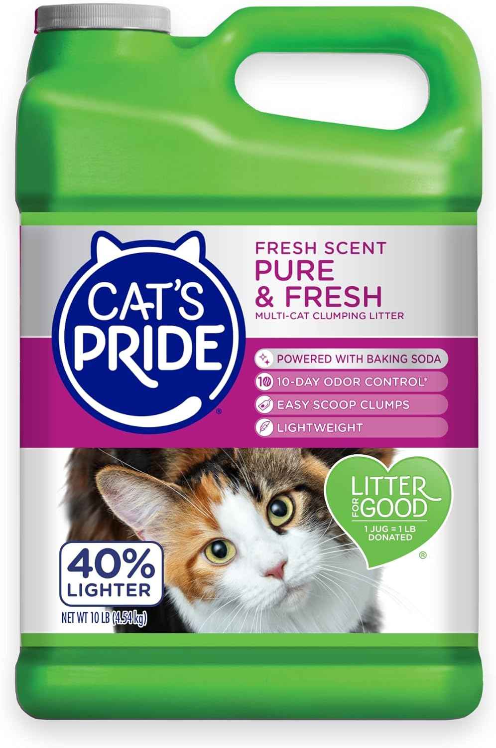 Cats Pride premium lightweight clumping litter, 10 pounds, multi-cat, scented, up to 10 days odor control
