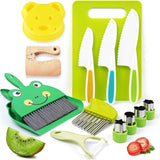 13 Pieces Montessori Kitchen Toys for Toddlers-Kids Cooking Sets Real-Toddler Toys Set for Real Cooking with Plastic Children Safe Knives Crinkle Cutter Kids Cutting Board