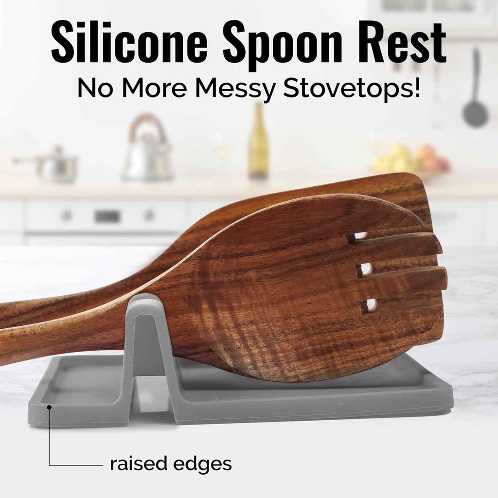 Silicone Utensil Rest with Drip Pad for Multiple Utensils, Heat-Resistant, BPA-Free Spoon Rest & Spoon Holder for Stove Top, Kitchen Utensil Holder for Spoons, Ladles, Tongs & More - by Zulay