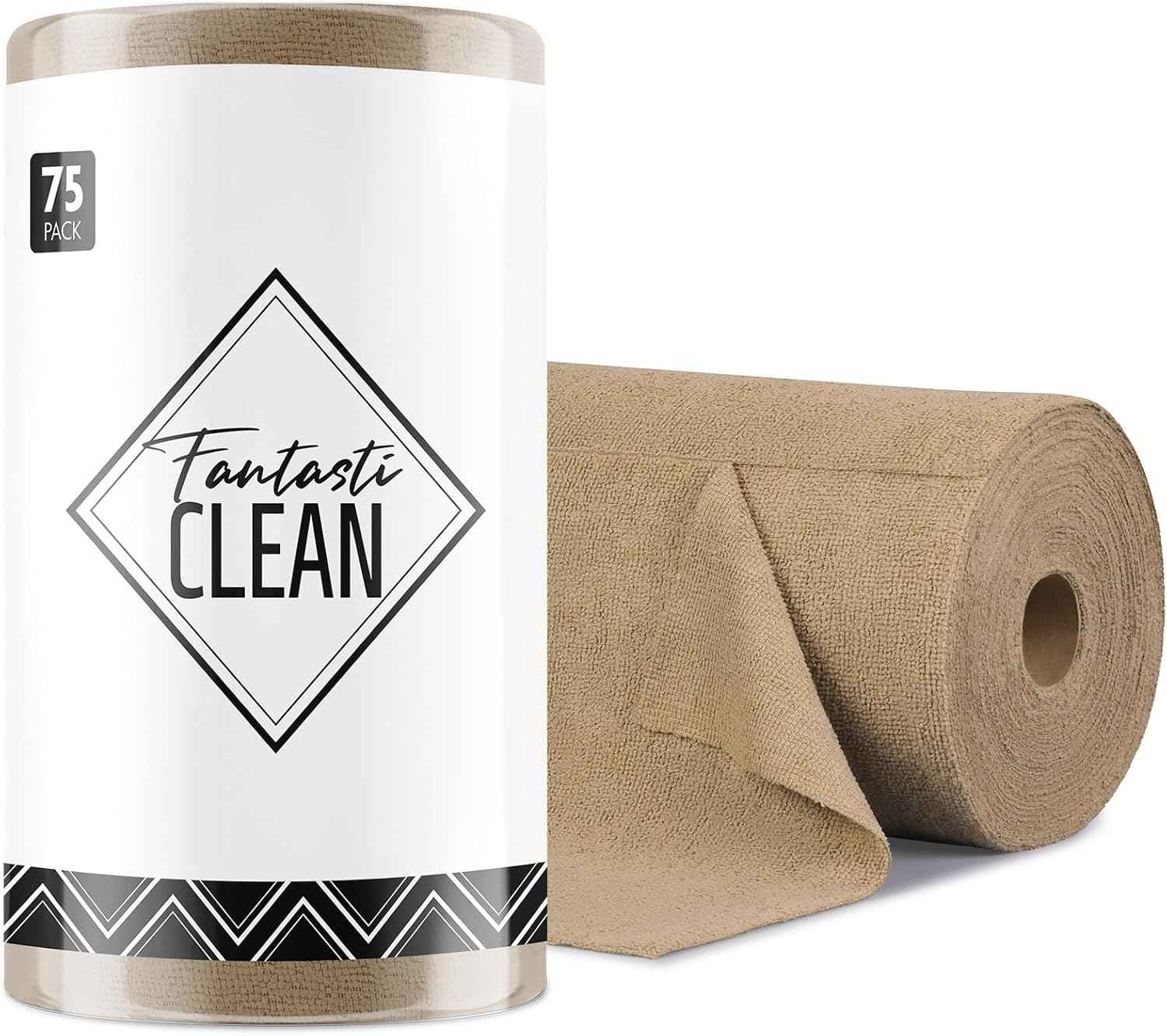 Fantasticlean Microfiber Cleaning Cloth Roll -75 Pack, Tear Away Microfiber Towels, 12" x 12", Reusable, Washable, Scratch Free, Ultra Absorbent Dishcloth for All-Around Cleaning Supplies (Pink)