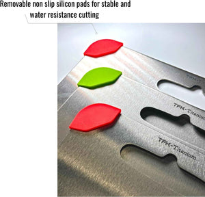 100% Pure Titanium Cutting Board with Non Slip Silicon Pads for Kitchen, Non Toxic and Dishwasher Safe