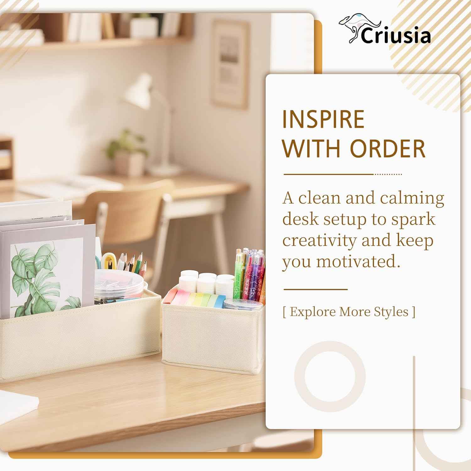 Criusia 15-Piece Beige Fabric Drawer Organizer Set with 3 Sizes for Closet and Dresser