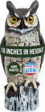 Dalen Large Fake Owl Decoy to Scare Birds Away - 16 in Hand-Painted Great Horned Owl Garden Scarecrow for Natural Pest Control - Fixed Head Design - Secure Upright by Filling with Sand/Gravel Only