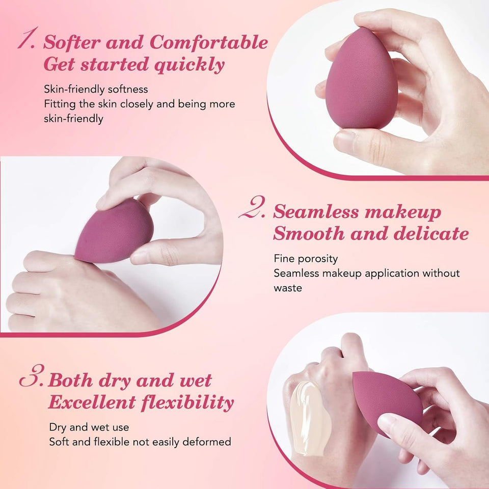 14PCS Makeup Sponge Set, Beauty Blender Sponge for Foundation Blending with 3PCS Mini Makeup Sponges & 4PCS Triangle Powder PLff, Soft Make Up Sponges for Face Cosmetic Applicator for Powder Liquid