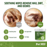 pet md dog ear cleaner wipes with aloe eucalyptus 100 count for dogs