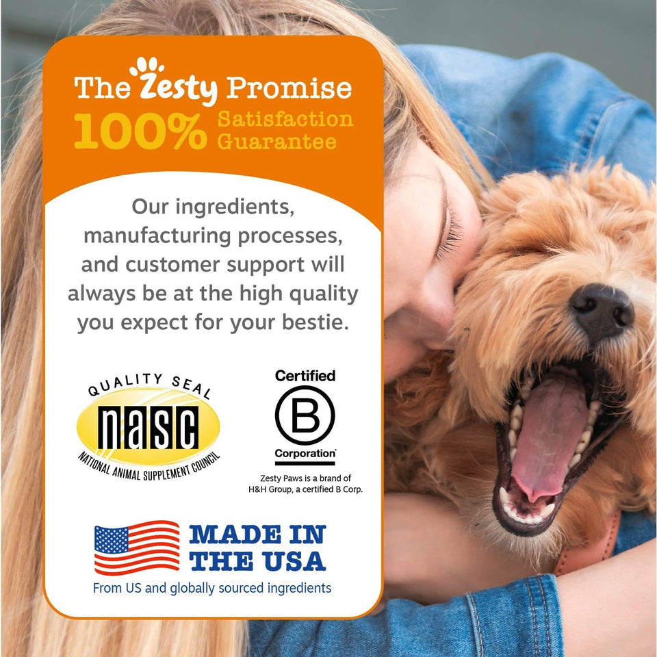 Zesty Paws Dog Multivitamin, Chewable Dog Vitamins and Supplements for Hip & Joints, Skin & Coat, Omega 3 Fish Oil for Dogs- Senior & PLppy Multivitamin- Chicken- 90ct