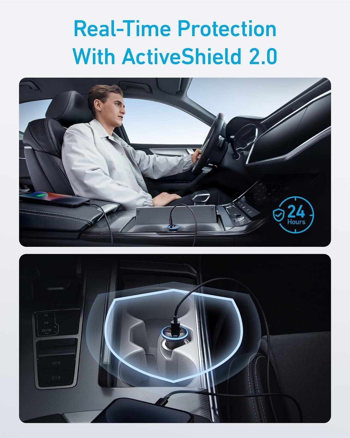 Anker 323 USB C Car Charger Adapter, 52.5W Cigarette Lighter Charger with 30W PowerIQ 3.0 Fast Charging Cable for iPhone 17/17 Pro Max/16/15/14 Series, Galaxy S25/24/23, Pixel, iPad, AirPods and More - ShopUS