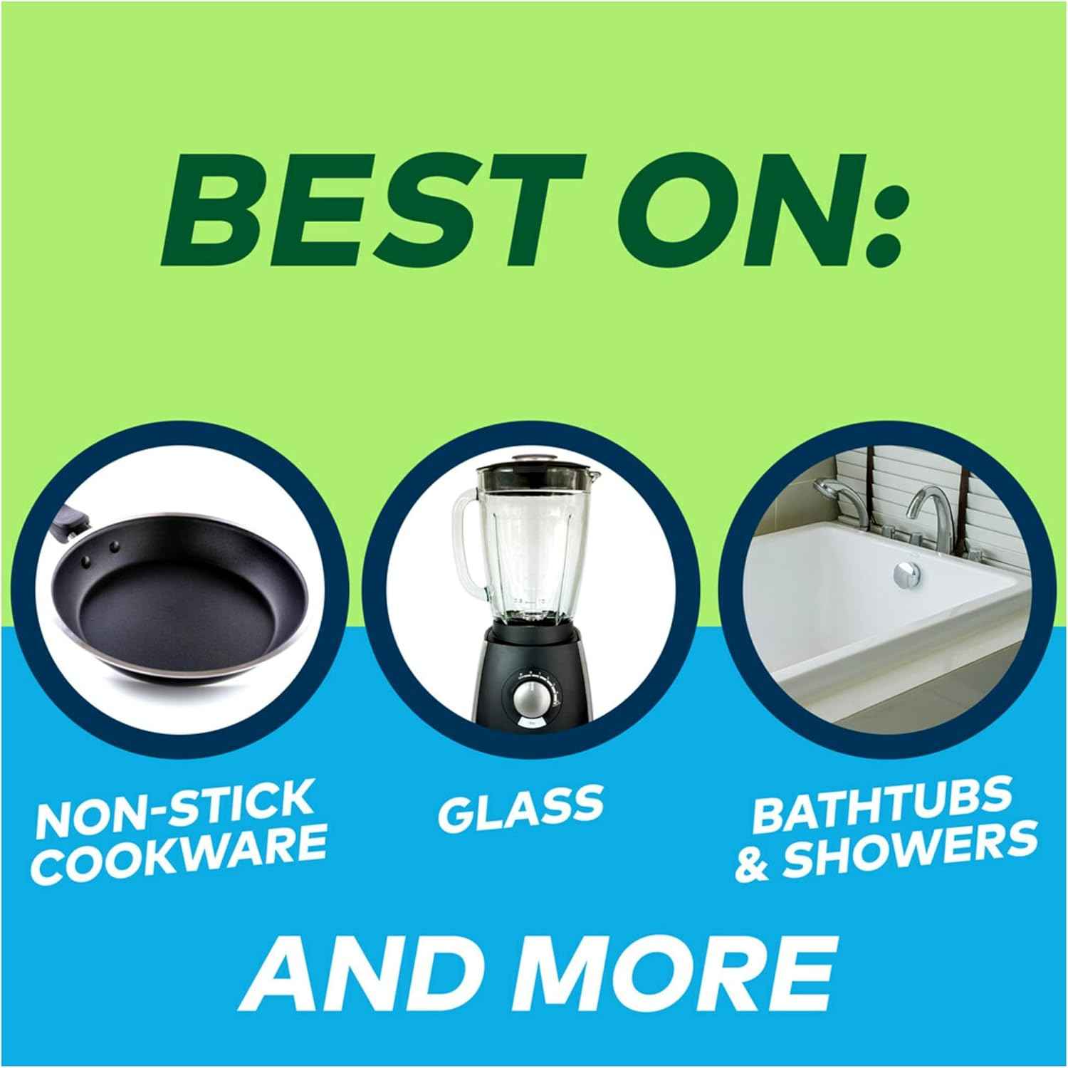 scotch-brite non-scratch dishwand for kitchen bathroom and household surfaces with safe non-stick cookware use