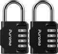 PLroma 2 Pack Combination Lock for Locker 4 Digit Outdoor Waterproof Padlock for School, Gym, Sports, Fence, Toolbox, Gate, Case, Outdoor, Hasp Storage (Black)