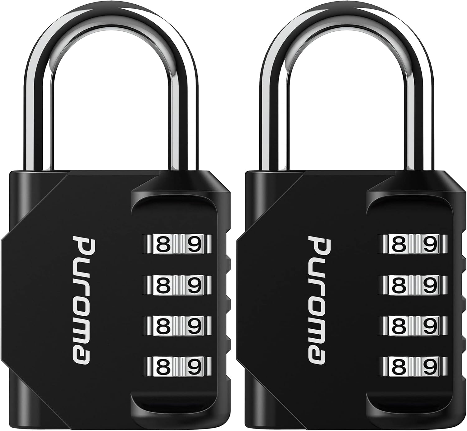 PLroma 2 Pack Combination Lock for Locker 4 Digit Outdoor Waterproof Padlock for School, Gym, Sports, Fence, Toolbox, Gate, Case, Outdoor, Hasp Storage (Black)