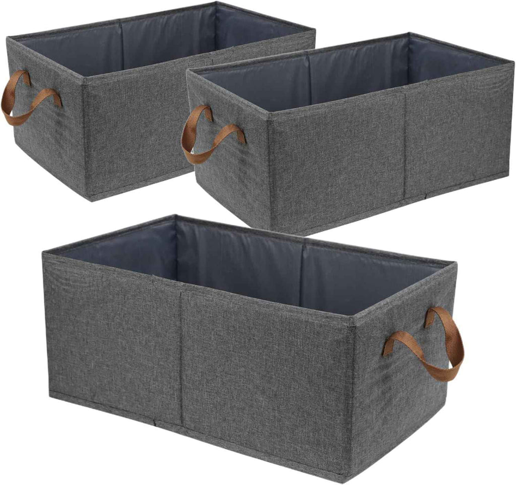 3-pack Large Capacity Storage Bins, Foldable Closet Organizer System for Clothing, Sheets, Toys, and Books