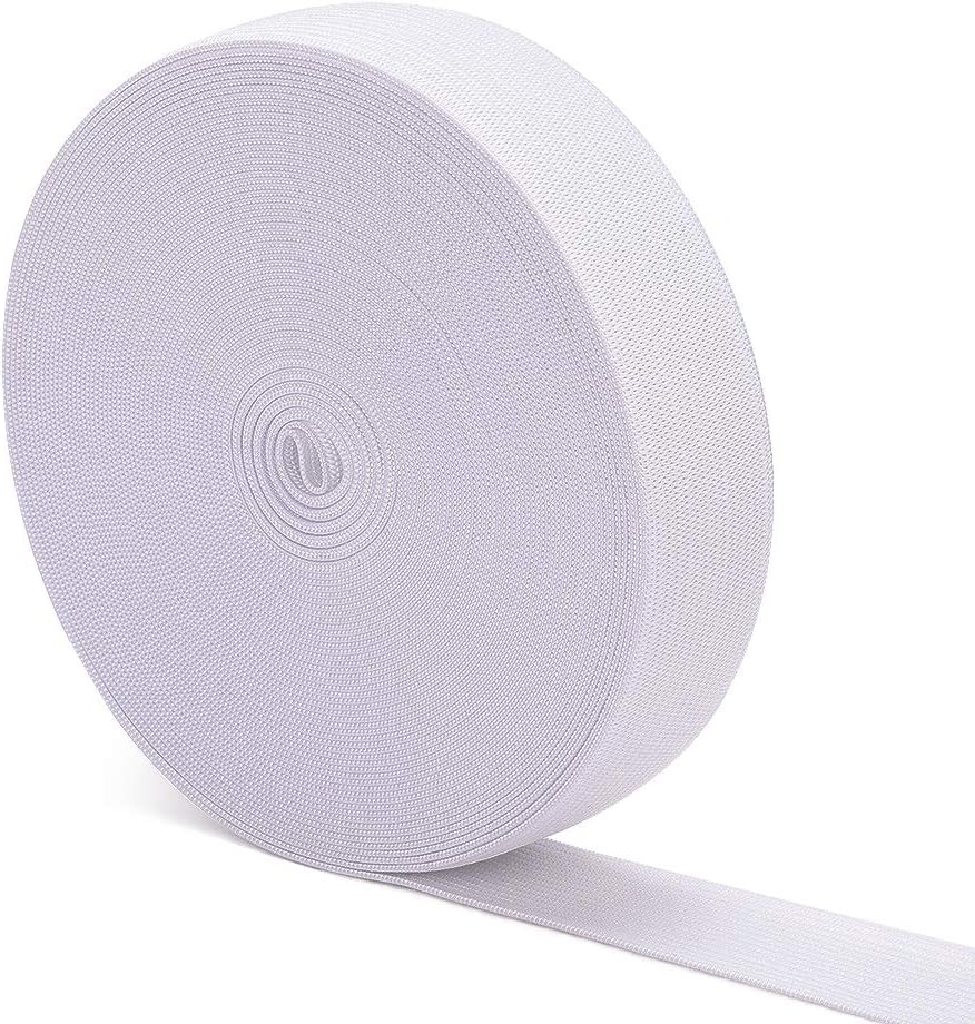 Elastic Bands for Sewing White 1 Inch 12 Yard High Elasticity Knit Spool Sewing Band for Waistbands Pants Clothes and Crafts DIY, Airisoer